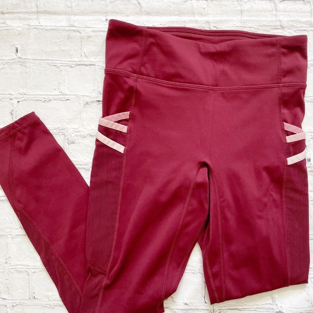 Motion 365 by Fabletics Maroon Athletic High Rise 25” Inseam Leggings